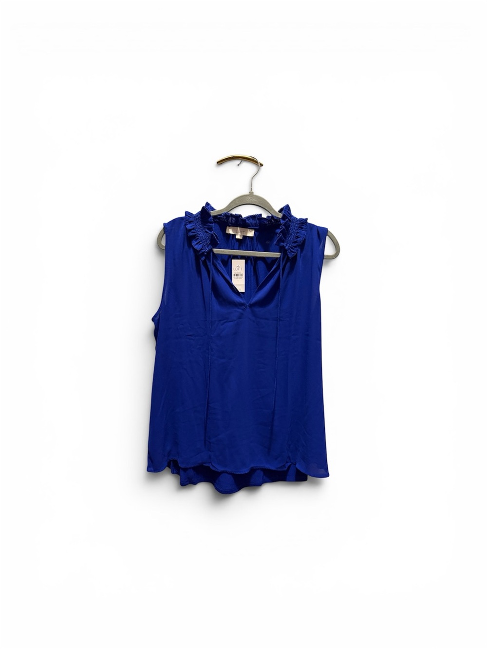LOFT Electric Blue Ruffle Neck Sleeveless Camisole